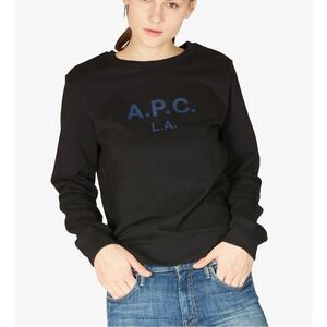 A.P.C. LA Cotton Crewneck Long Sleeve Sweatshirt Black Large NEW